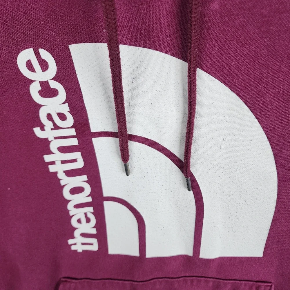 The North Face Mens‎ Hoodie Burgundy Graphic Logo Pullover Large